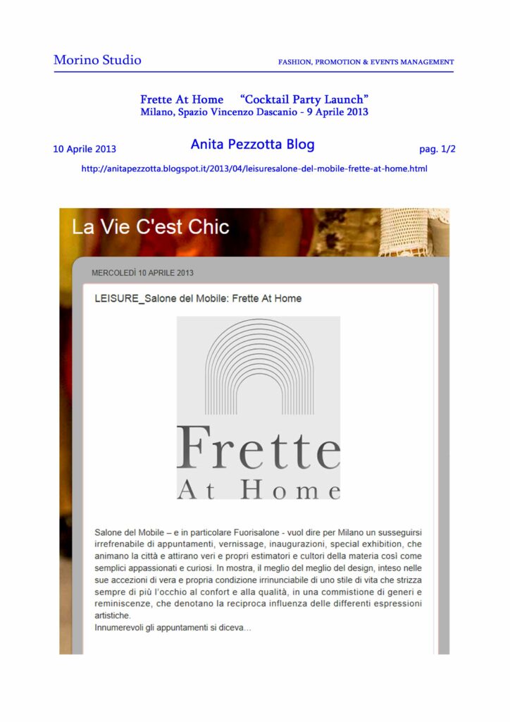 Anita Pezzotta Blog 10-04-2013
