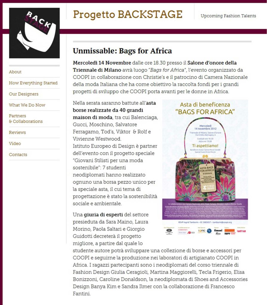 progettobackstage.it Novembre 2012