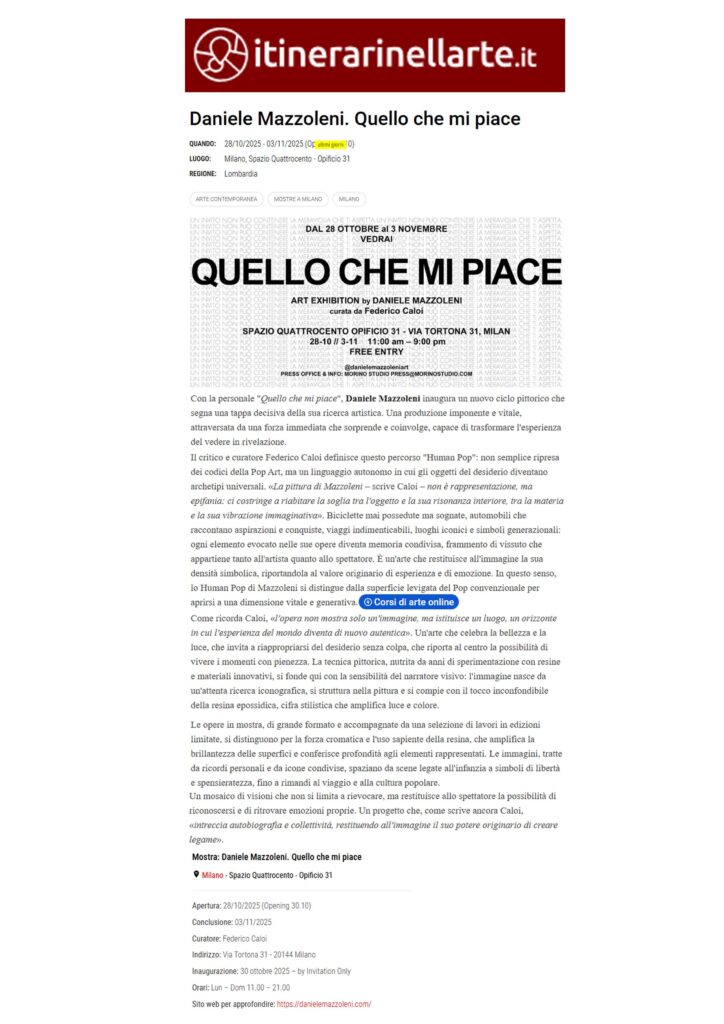 Itinerari nell'arte 30-10-2025